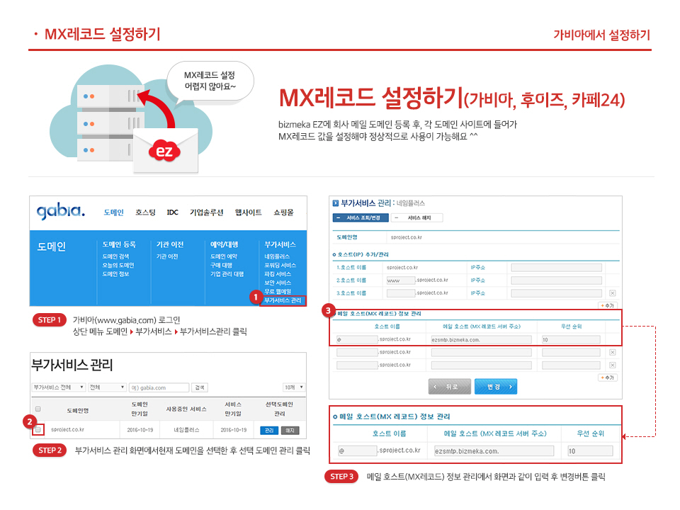 MX레코드설정하기(가비아)