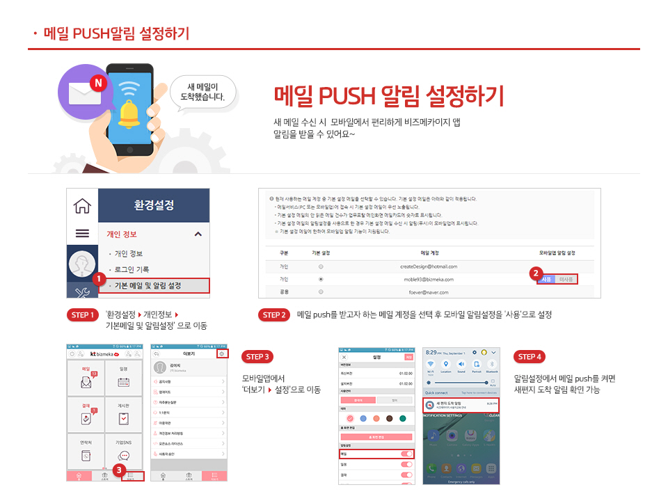 메일 PUSH 알림 설정하기