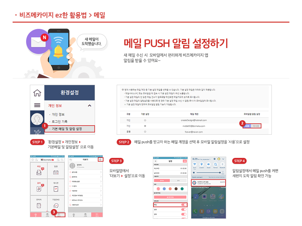 메일 PUSH 알림 설정하기