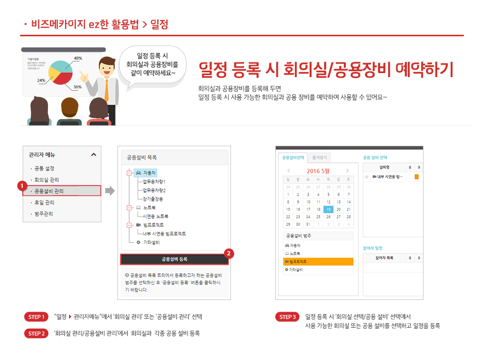 3. 일정 등록 시 회의실/공용장비 예약하기